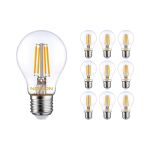 Fordelspakke 10x Noxion Lucent filament LED E27 Pære klar 7W 806lm - 827 ekstra varm hvid | dæmpbar - erstatter 60W